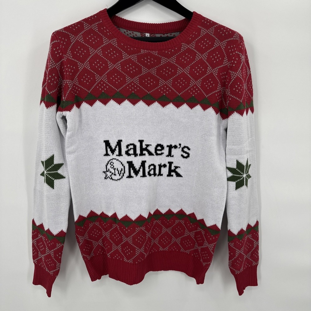 Makers Mark Unisex Fair Isle Ugly Christmas Whisky Bourbon Bar Knit Sweater S